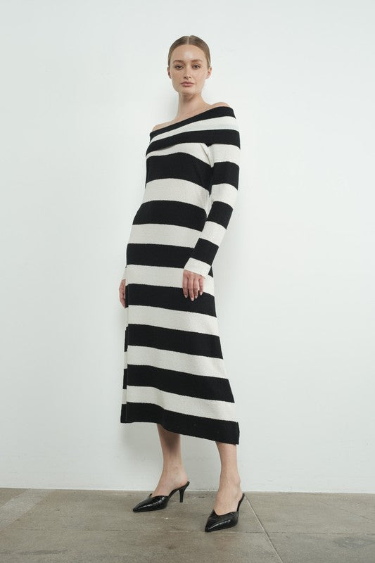 Chic Stripe Sweater Dress-Dress- Hometown Style HTS, women's in store and online boutique located in Ingersoll, Ontario