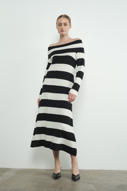 Chic Stripe Sweater Dress-Dress- Hometown Style HTS, women's in store and online boutique located in Ingersoll, Ontario