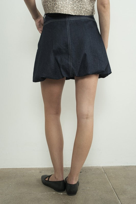 Denim Bubble Mini Skirt-Skirt- Hometown Style HTS, women's in store and online boutique located in Ingersoll, Ontario