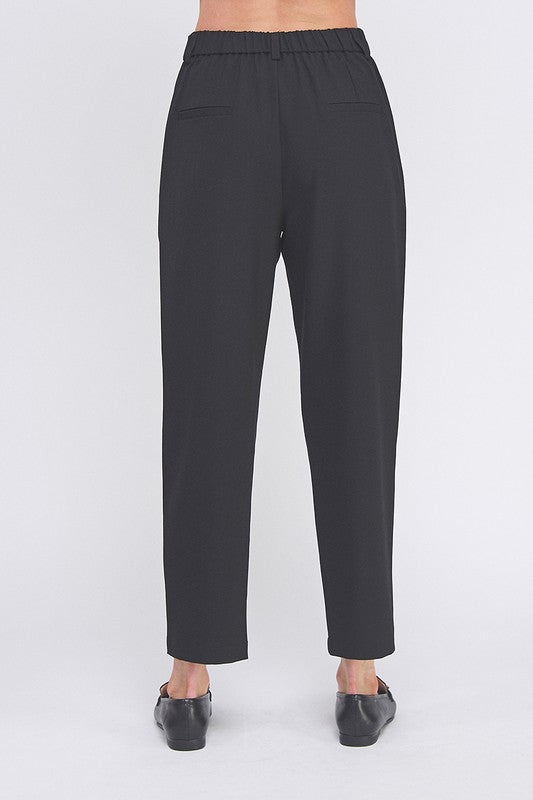 Woven Tapered Pants - Black-dress pants- Hometown Style HTS, women's in store and online boutique located in Ingersoll, Ontario