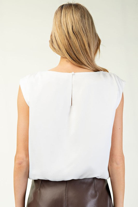 Sleeveless Blouse Top - Off White-Tops- Hometown Style HTS, women's in store and online boutique located in Ingersoll, Ontario