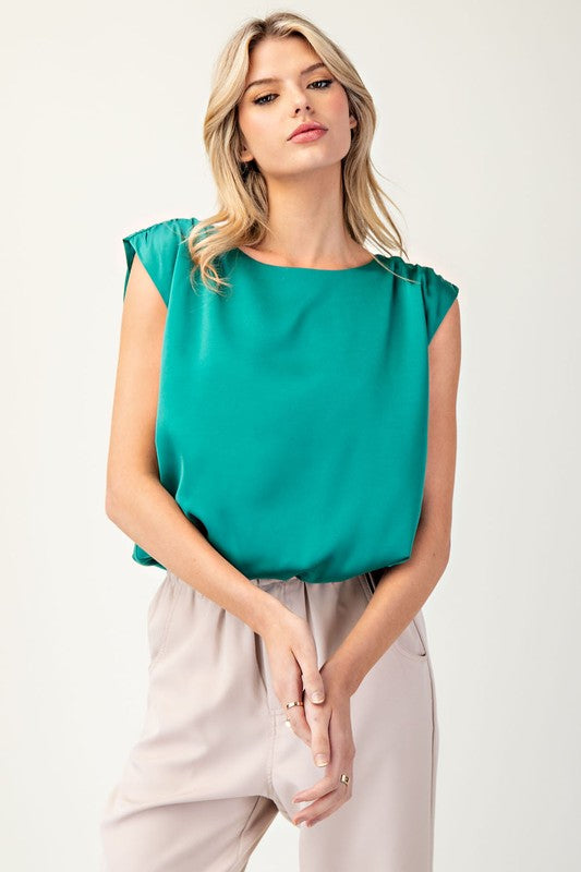 Sleeveless Blouse Top - Green-Tops- Hometown Style HTS, women's in store and online boutique located in Ingersoll, Ontario