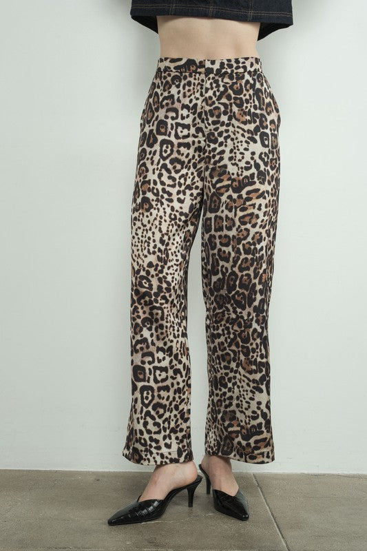 Animal Print Satin Pants-Pants- Hometown Style HTS, women's in store and online boutique located in Ingersoll, Ontario