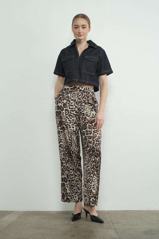 Animal Print Satin Pants-Pants- Hometown Style HTS, women's in store and online boutique located in Ingersoll, Ontario