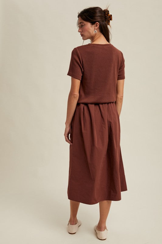 Mixed Media Sweater Midi Dress-dress- Hometown Style HTS, women's in store and online boutique located in Ingersoll, Ontario