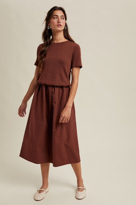 Mixed Media Sweater Midi Dress-dress- Hometown Style HTS, women's in store and online boutique located in Ingersoll, Ontario