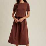 Mixed Media Sweater Midi Dress-dress- Hometown Style HTS, women's in store and online boutique located in Ingersoll, Ontario