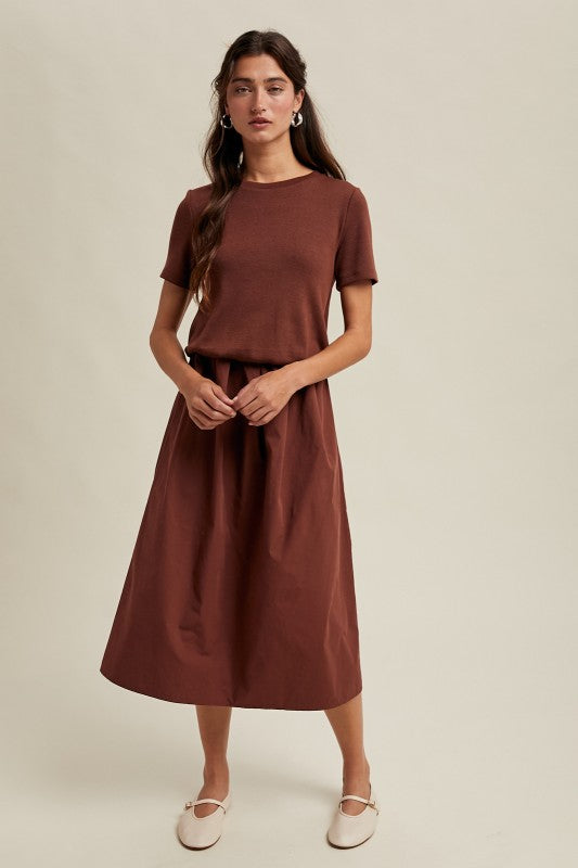 Mixed Media Sweater Midi Dress-dress- Hometown Style HTS, women's in store and online boutique located in Ingersoll, Ontario