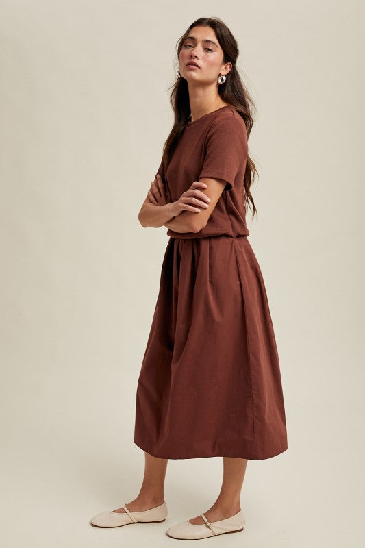 Mixed Media Sweater Midi Dress-dress- Hometown Style HTS, women's in store and online boutique located in Ingersoll, Ontario