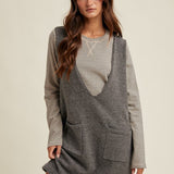 Brushed Knit Sweater Mini Dress - Charcoal-Dress- Hometown Style HTS, women's in store and online boutique located in Ingersoll, Ontario