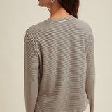 Basic Striped Knit Top - Black/Ecru-long Sleeve- Hometown Style HTS, women's in store and online boutique located in Ingersoll, Ontario