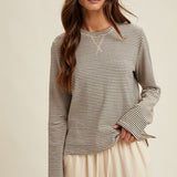 Basic Striped Knit Top - Black/Ecru-long Sleeve- Hometown Style HTS, women's in store and online boutique located in Ingersoll, Ontario