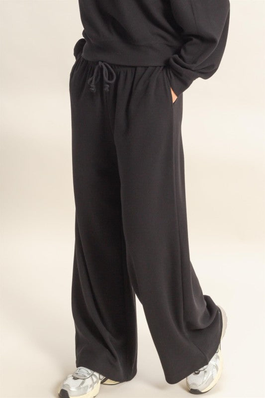 Wide Leg Jogger Pant - Black-Bottoms- Hometown Style HTS, women's in store and online boutique located in Ingersoll, Ontario