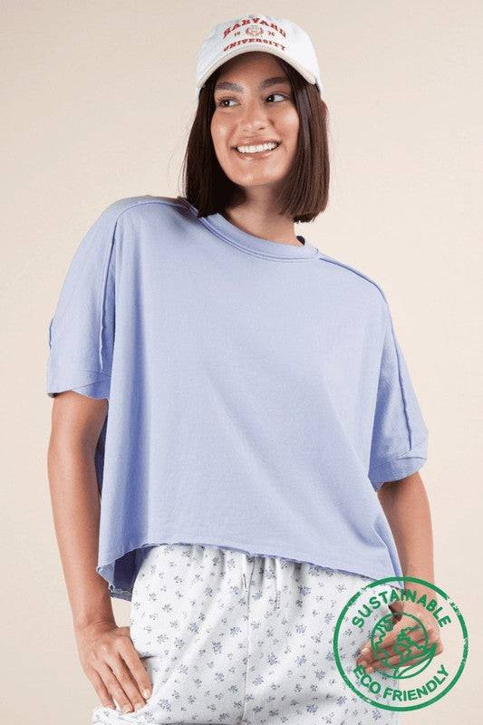 Oversized Crop Tee - Sky-tee- Hometown Style HTS, women's in store and online boutique located in Ingersoll, Ontario