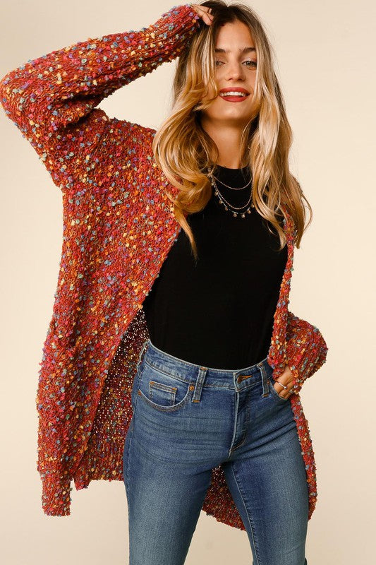 Rainbow Popcorn Sweater - Rust-Sweater- Hometown Style HTS, women's in store and online boutique located in Ingersoll, Ontario