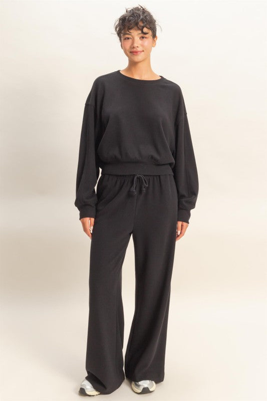 Ribbed Casual Pullover - Black-Casual Tops- Hometown Style HTS, women's in store and online boutique located in Ingersoll, Ontario
