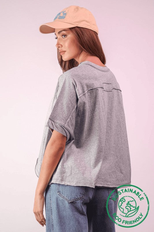 Oversized Crop Tee - Heather Grey-tee- Hometown Style HTS, women's in store and online boutique located in Ingersoll, Ontario