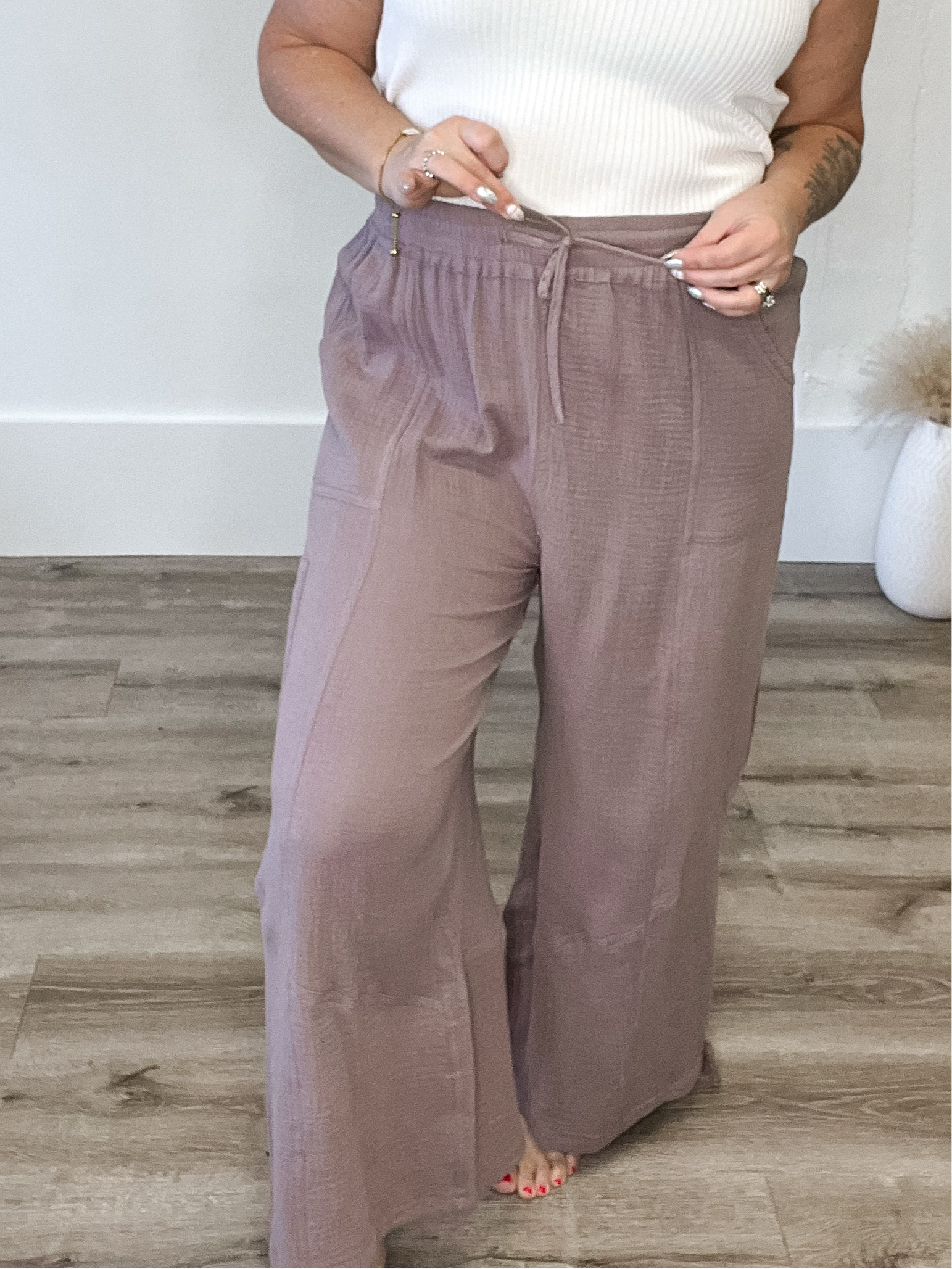 Cotton Jogger Pants - Mushroom-Pants- Hometown Style HTS, women's in store and online boutique located in Ingersoll, Ontario