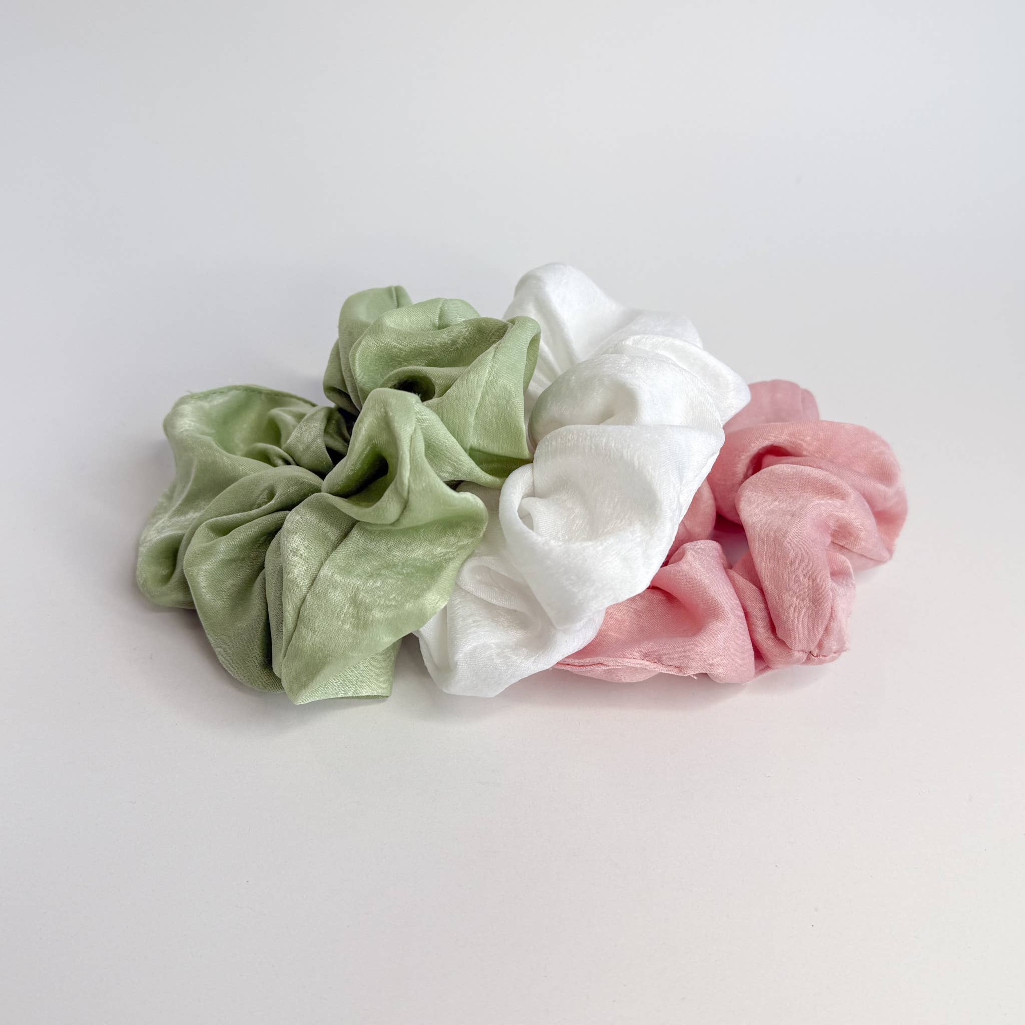 Spring Satin Scrunchies (Set of 3)-hair accessories- Hometown Style HTS, women's in store and online boutique located in Ingersoll, Ontario