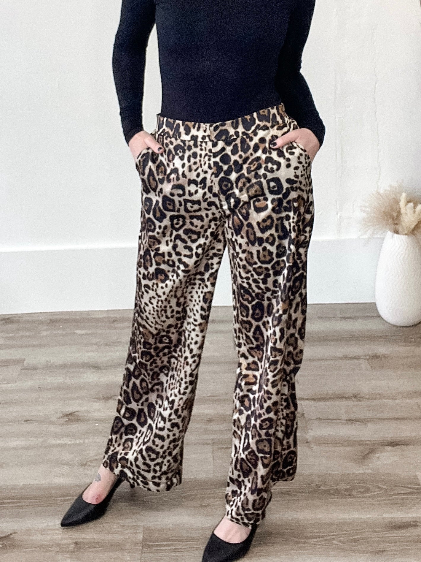 Animal Print Satin Pants-Pants- Hometown Style HTS, women's in store and online boutique located in Ingersoll, Ontario