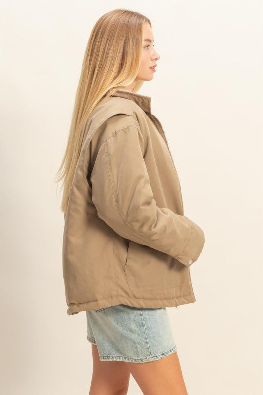 Puffer Barn Jacket - Olive-Coat & Jackets- Hometown Style HTS, women's in store and online boutique located in Ingersoll, Ontario
