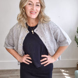 Brushed Button Up Sweater - Grey-Sweaters and Cardigans- Hometown Style HTS, women's in store and online boutique located in Ingersoll, Ontario