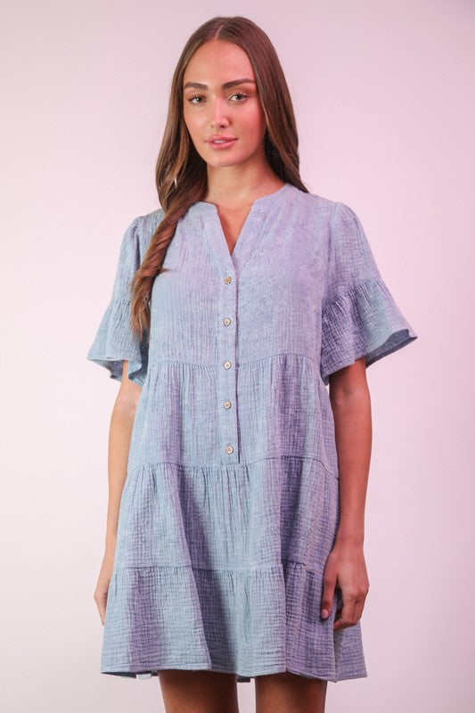 Washed Mini Dress - Blue-Dress- Hometown Style HTS, women's in store and online boutique located in Ingersoll, Ontario