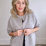 Brushed Button Up Sweater - Grey-Sweaters and Cardigans- Hometown Style HTS, women's in store and online boutique located in Ingersoll, Ontario