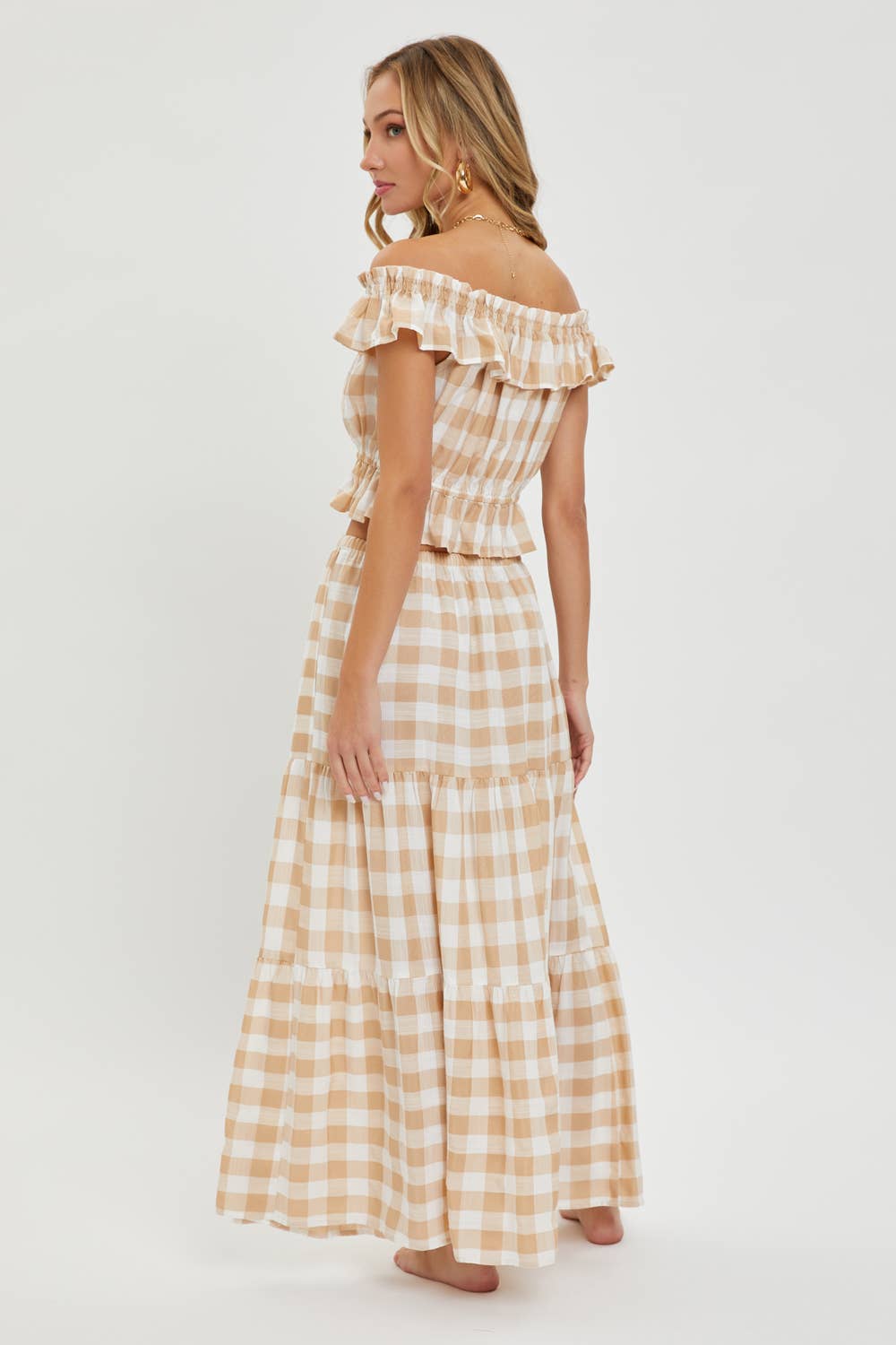 Gingham Ruffle Top-Tops- Hometown Style HTS, women's in store and online boutique located in Ingersoll, Ontario