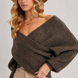 Wrap Crossover Sweater - Ash-Sweater- Hometown Style HTS, women's in store and online boutique located in Ingersoll, Ontario