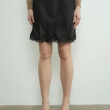 Lace Trim, Satin Slip Skirt - Black-Skirt- Hometown Style HTS, women's in store and online boutique located in Ingersoll, Ontario