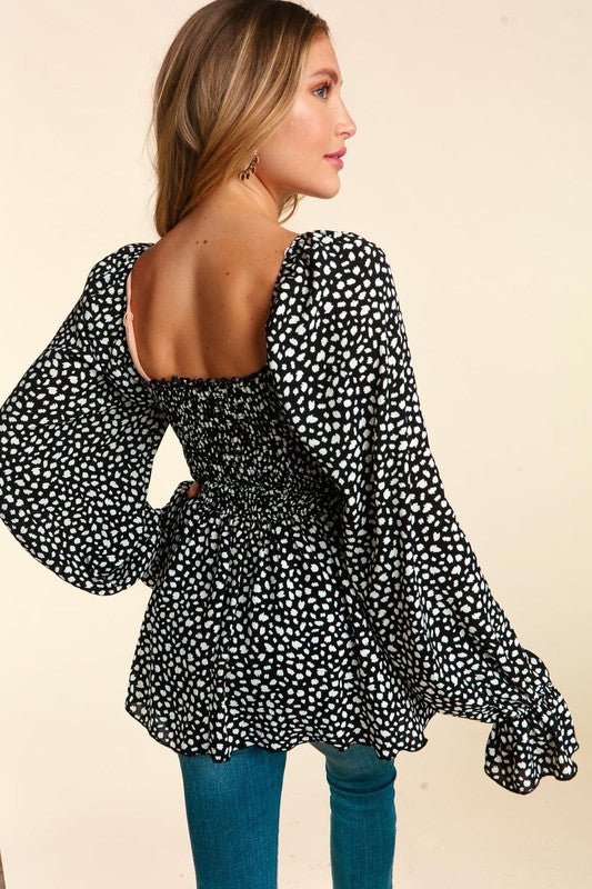 Long Sleeve Babydoll - Black-blouse- Hometown Style HTS, women's in store and online boutique located in Ingersoll, Ontario