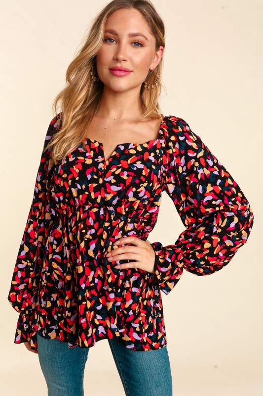 Long Sleeve Babydoll Blouse - Black-blouse- Hometown Style HTS, women's in store and online boutique located in Ingersoll, Ontario