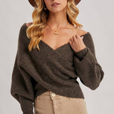 Wrap Crossover Sweater - Ash-Sweater- Hometown Style HTS, women's in store and online boutique located in Ingersoll, Ontario