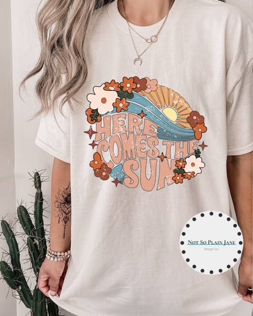Here Comes The Sun Boho - Natural-graphic tee- Hometown Style HTS, women's in store and online boutique located in Ingersoll, Ontario