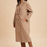 Felted Double Breasted Lapel Duster Coat - Fawn-Coat & Jackets- Hometown Style HTS, women's in store and online boutique located in Ingersoll, Ontario