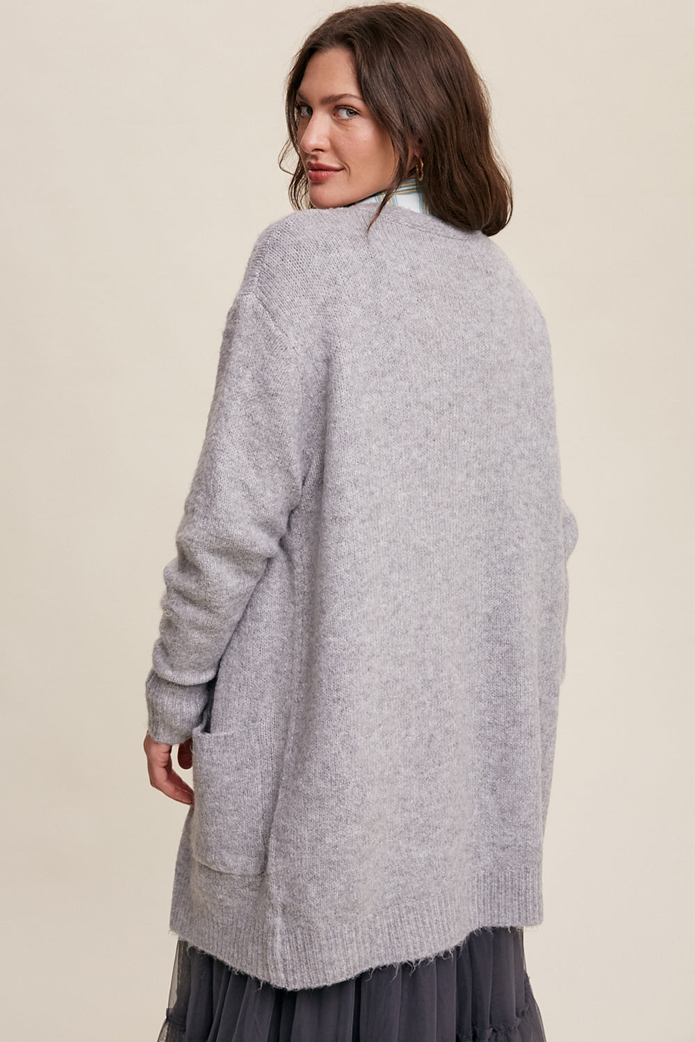 Open Front Cardigan - Heather Grey-Sweater- Hometown Style HTS, women's in store and online boutique located in Ingersoll, Ontario