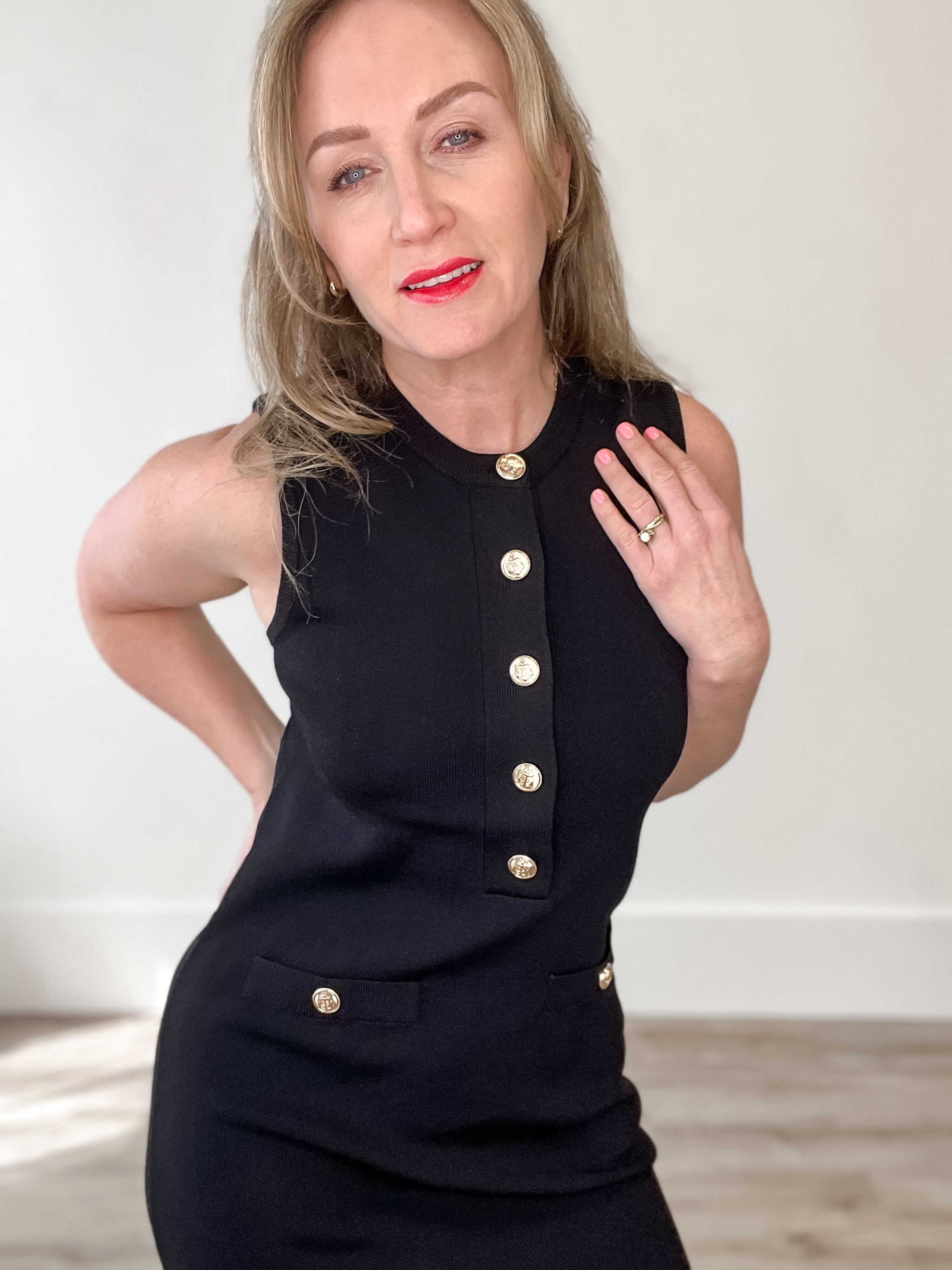 Sleeveless Knit Dress - Black-dress- Hometown Style HTS, women's in store and online boutique located in Ingersoll, Ontario