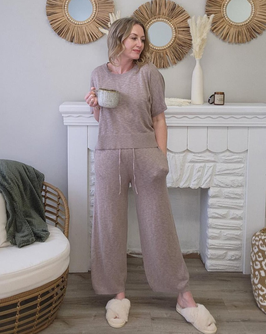 Two Piece Lounge Set - Mushroom-set- Hometown Style HTS, women's in store and online boutique located in Ingersoll, Ontario