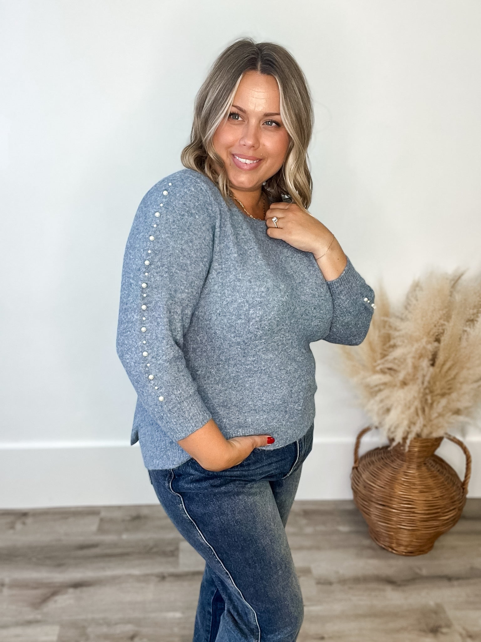 Betty Pullover - Windward Blue-Sweater- Hometown Style HTS, women's in store and online boutique located in Ingersoll, Ontario