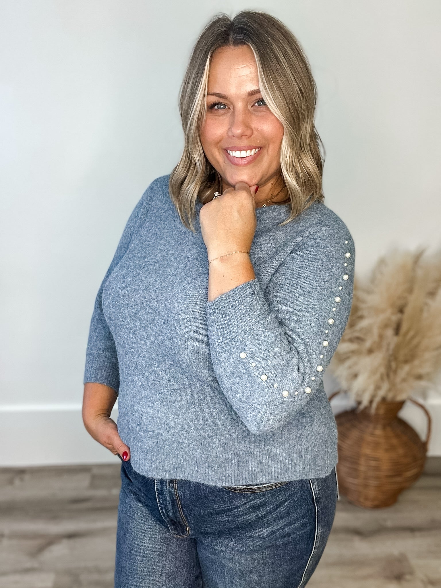 Betty Pullover - Windward Blue-Sweater- Hometown Style HTS, women's in store and online boutique located in Ingersoll, Ontario