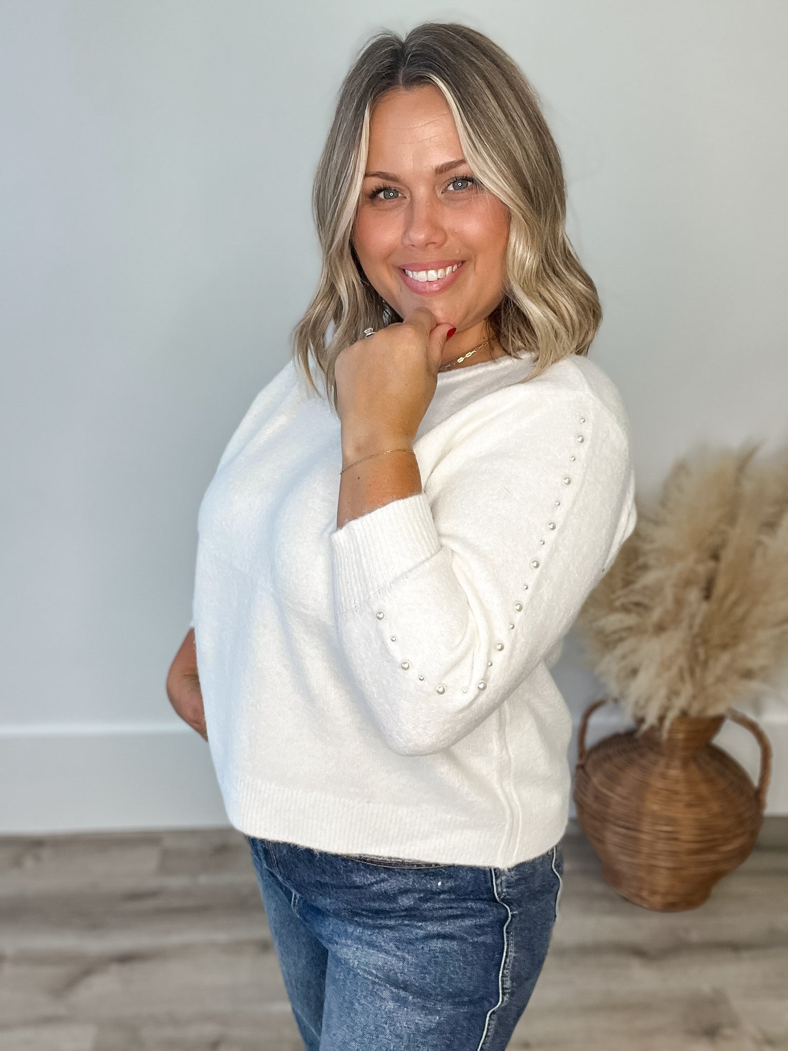 Betty Pullover - Chalk-Sweater- Hometown Style HTS, women's in store and online boutique located in Ingersoll, Ontario