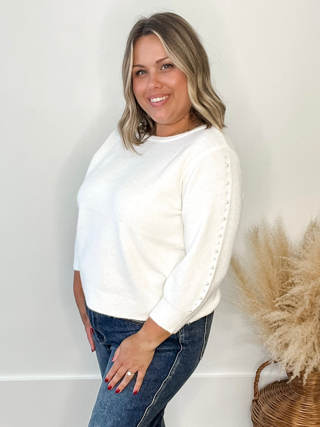 Betty Pullover - Chalk-Sweater- Hometown Style HTS, women's in store and online boutique located in Ingersoll, Ontario