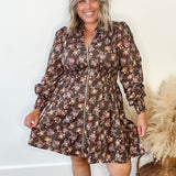 Zippered Floral Mini Dress-Special Occasion Dresses- Hometown Style HTS, women's in store and online boutique located in Ingersoll, Ontario