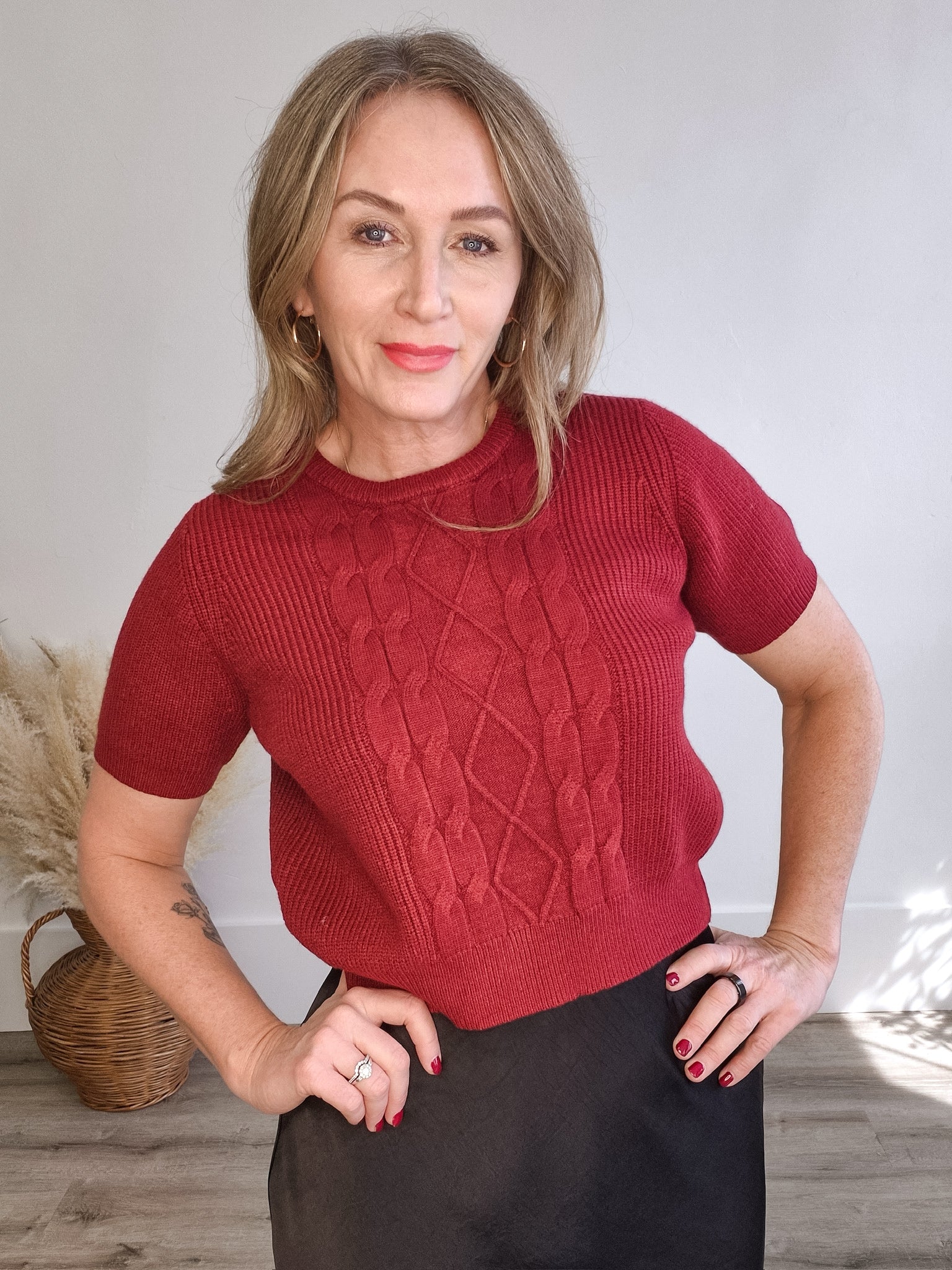 Abby Sweater - Wine-sweater- Hometown Style HTS, women's in store and online boutique located in Ingersoll, Ontario