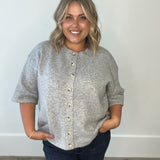 Brushed Button Up Sweater - Grey-Sweaters and Cardigans- Hometown Style HTS, women's in store and online boutique located in Ingersoll, Ontario