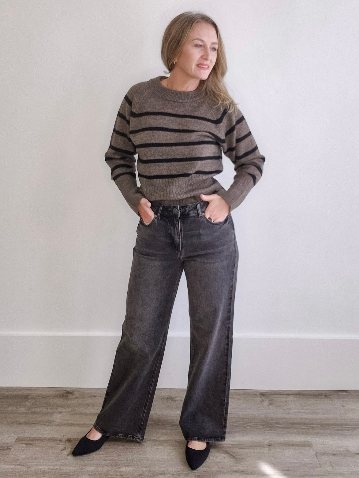 Erin Knit Pullover - Morel/Black Stripe-Sweater- Hometown Style HTS, women's in store and online boutique located in Ingersoll, Ontario