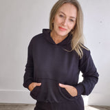 Annika Hooded Sweatshirt - Deep Black-Casual Tops- Hometown Style HTS, women's in store and online boutique located in Ingersoll, Ontario