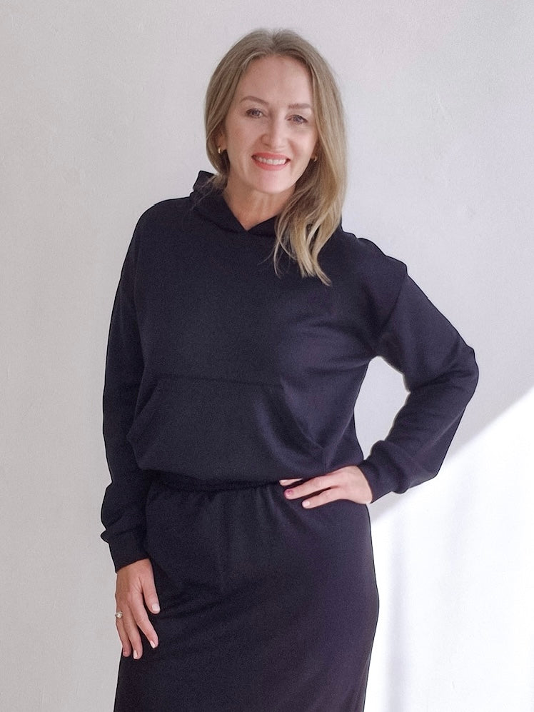 Annika Hooded Sweatshirt - Deep Black-Casual Tops- Hometown Style HTS, women's in store and online boutique located in Ingersoll, Ontario