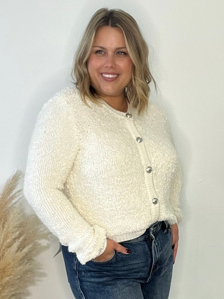 Maxie Fluffy Cardigan- Cream-Sweaters and Cardigans- Hometown Style HTS, women's in store and online boutique located in Ingersoll, Ontario